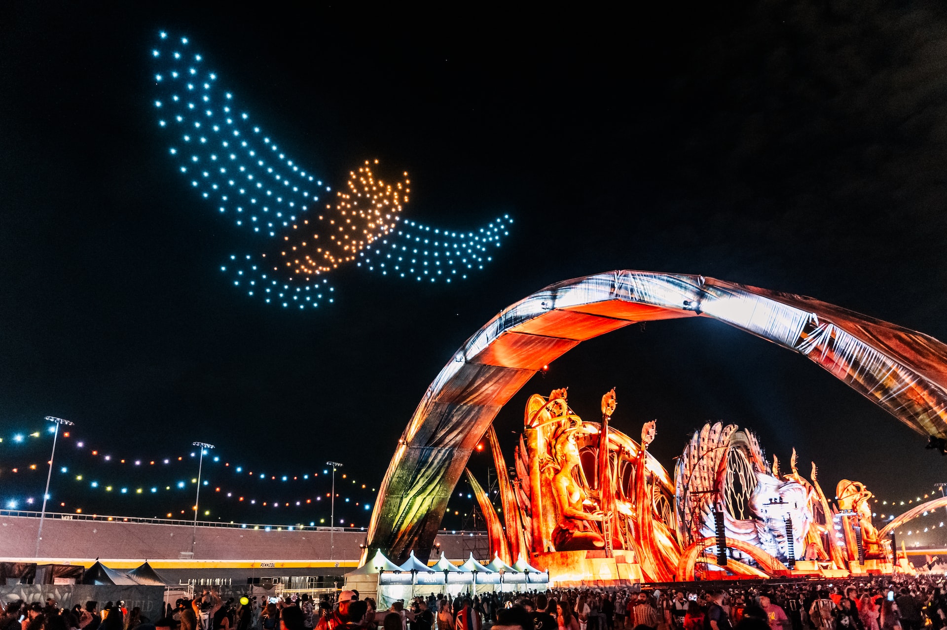 A lightshow at the Las Vegas Speedway.