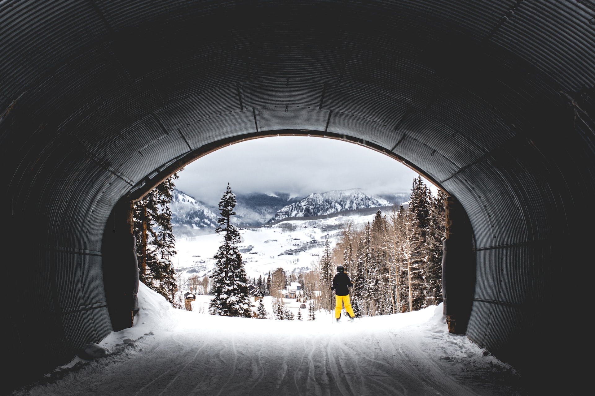 Colorado snow tunnel in the mountains.