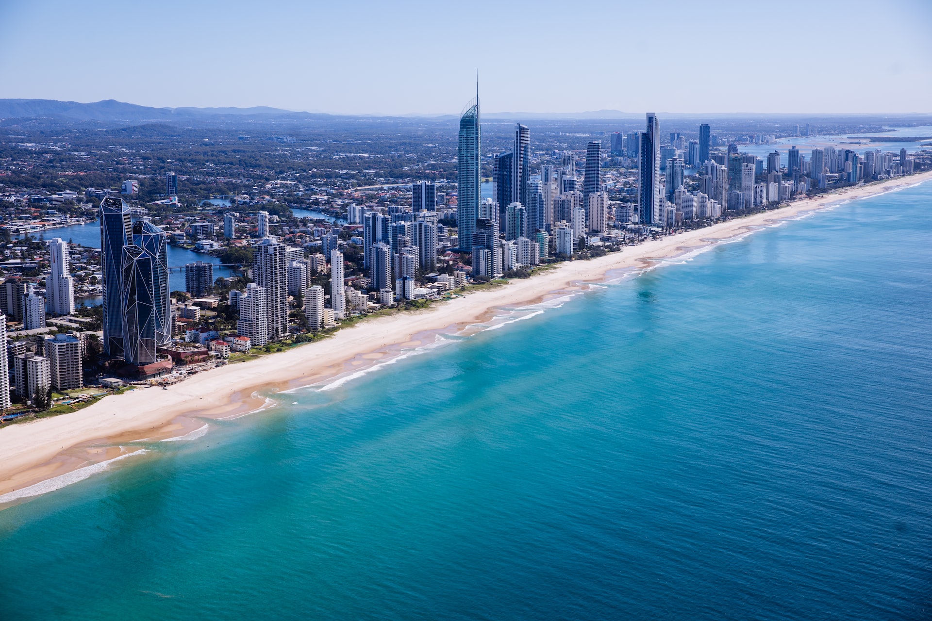 A surfer's paradise from the air looking northeast.