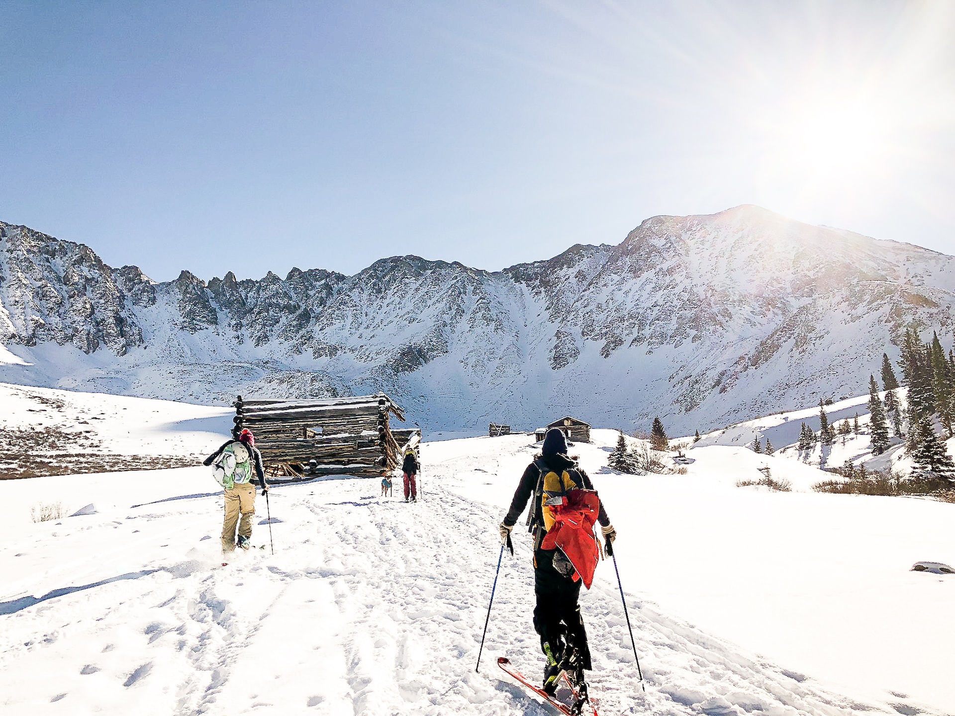 People skiing the Mayflower Gulch Trail, Frisco.