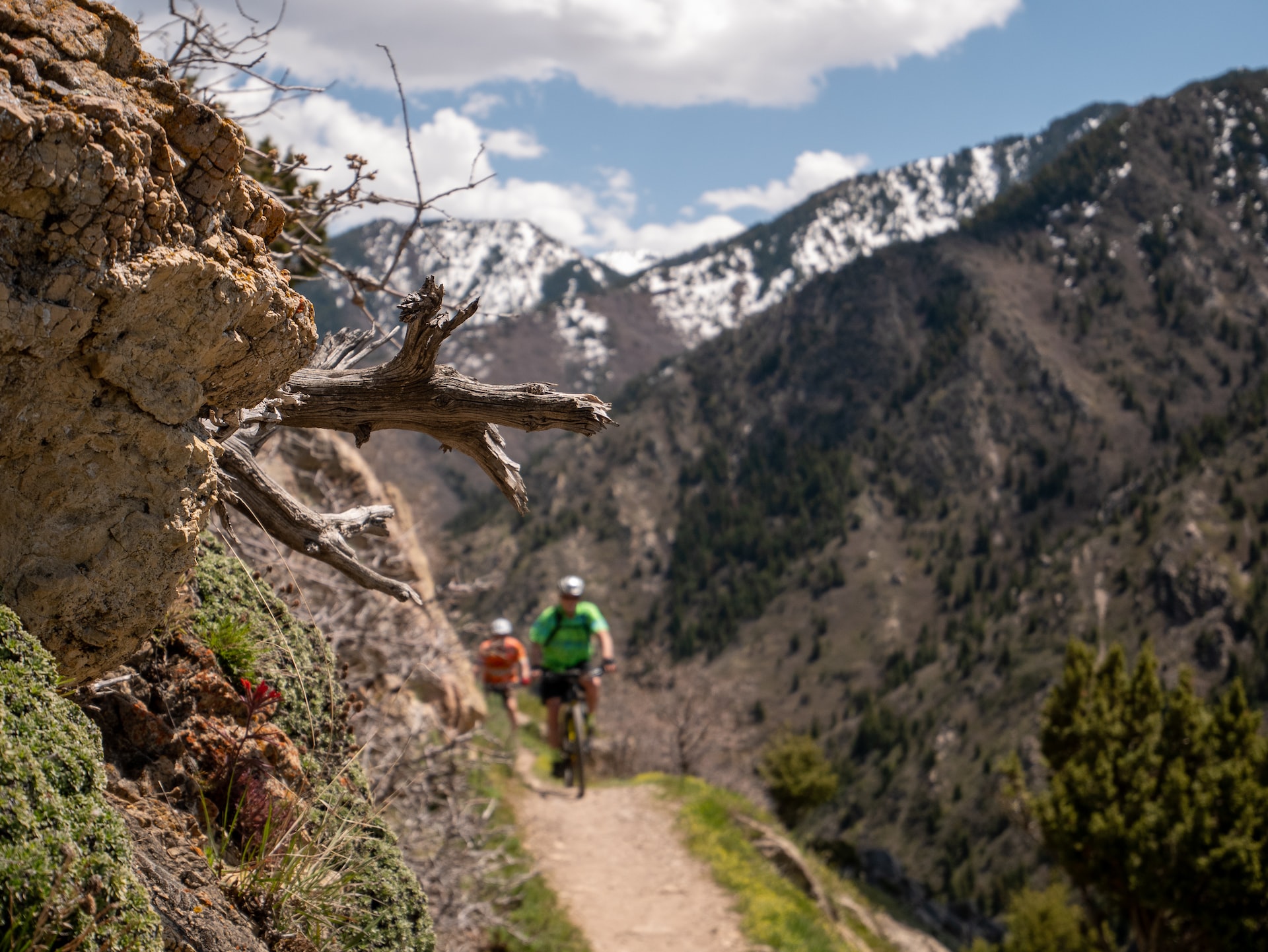 A couple biking along Rattlesnake Gulch near Salt Laker City.