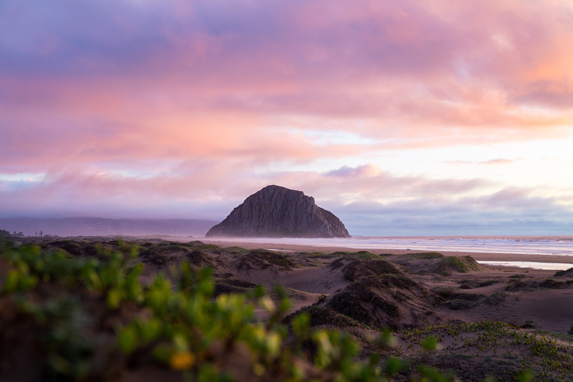 Brilliant pink sunset at Morro Bay.