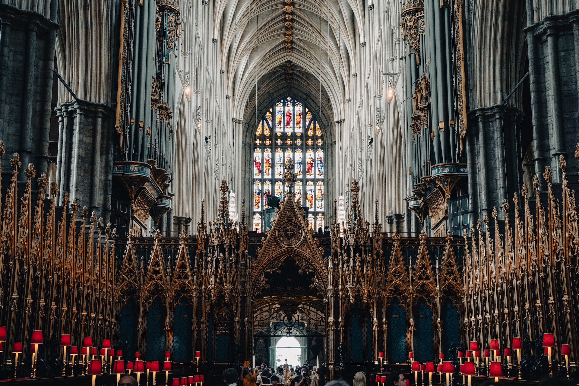 The stunning, expansive interior of Westminster Abbey.