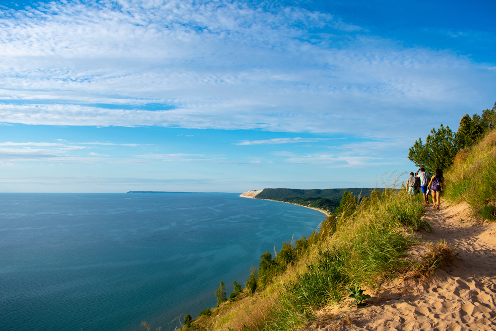 Kids hiking along the scenic Empire Bluffs.