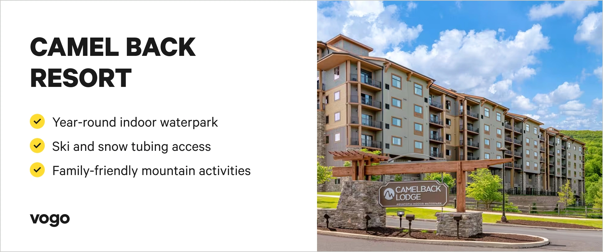 Camelback Resort in the Pocono Mountains with indoor waterpark and mountain attractions