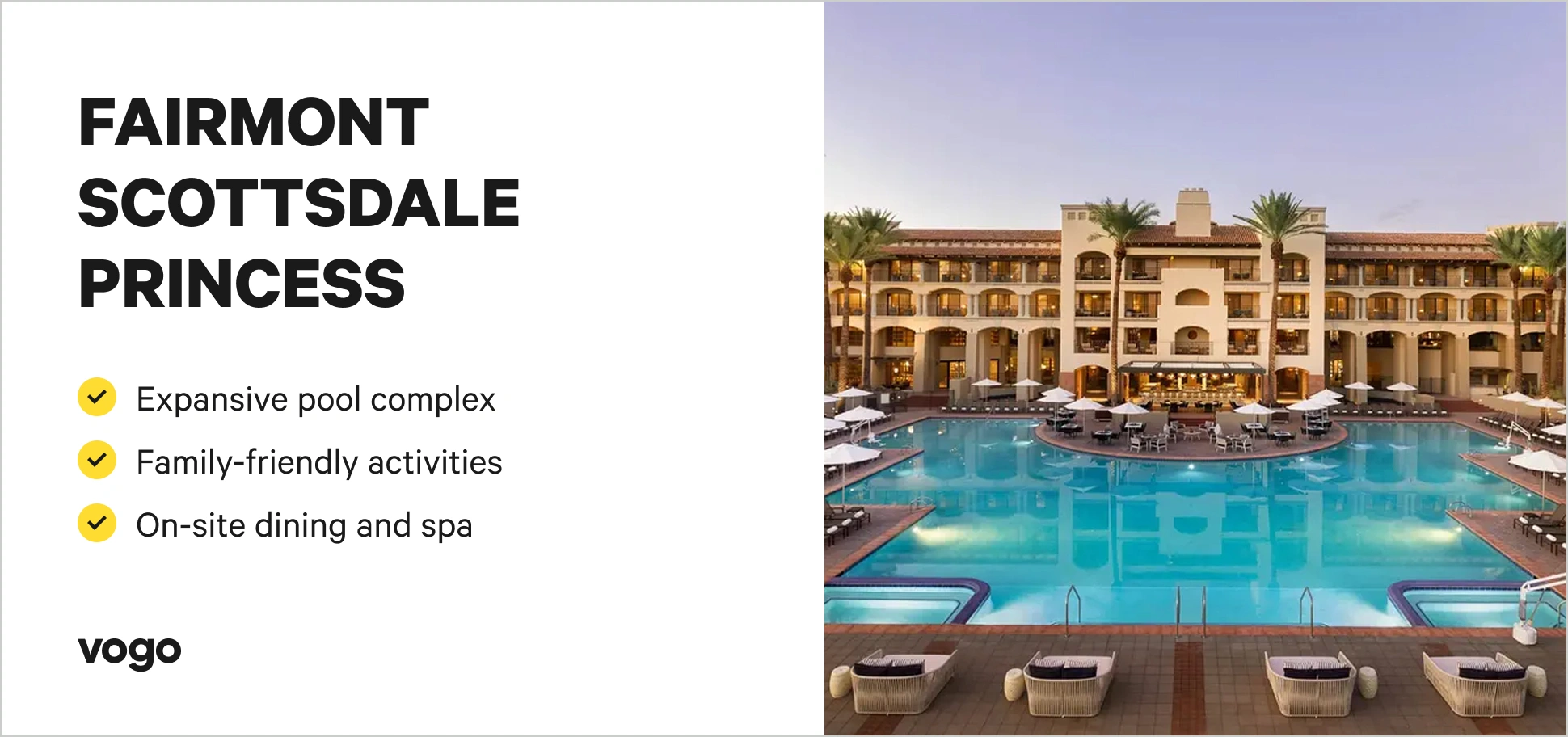 Fairmont Scottsdale Princess resort with pools and desert landscape views