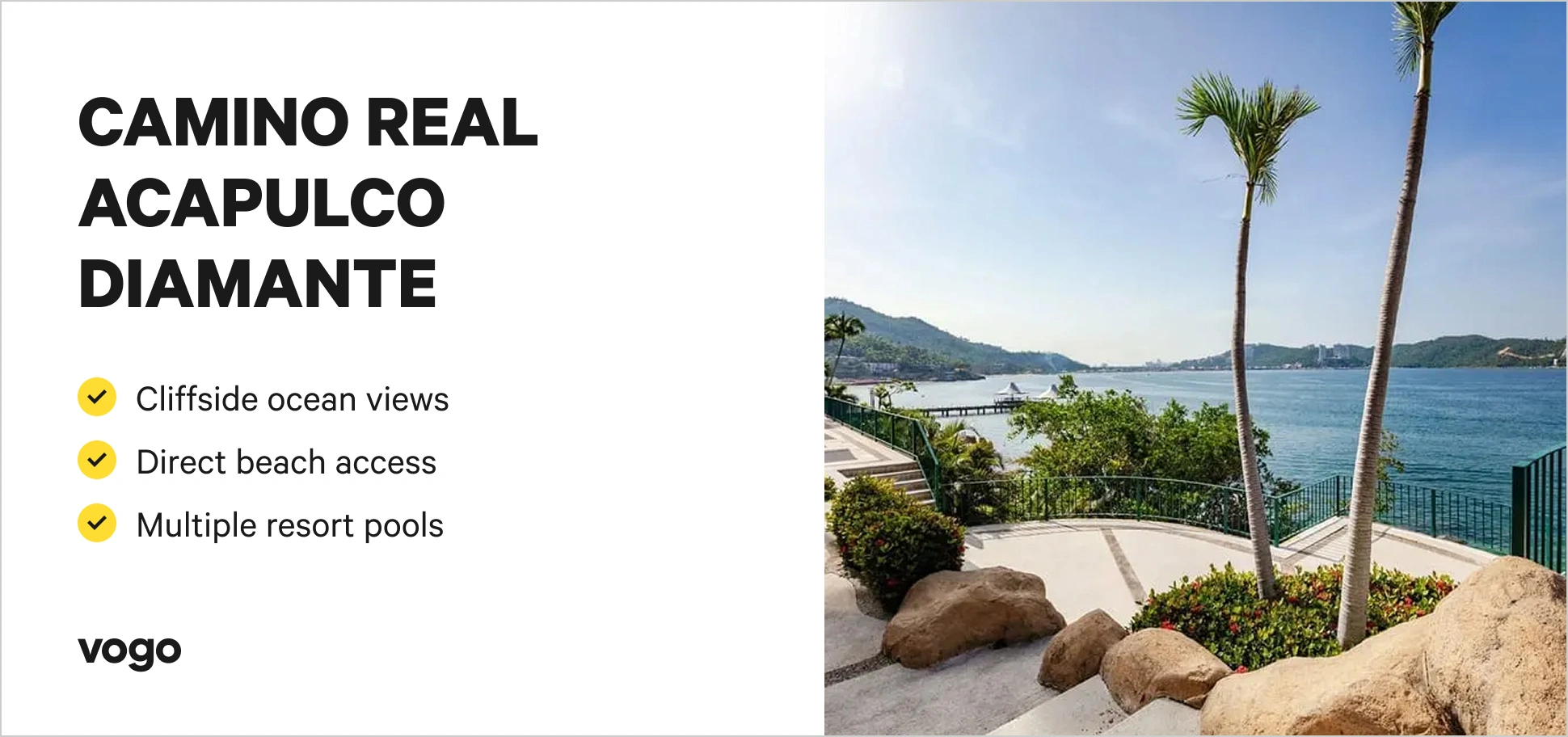 Camino Real Acapulco Diamante resort with cliffside ocean views and pools.