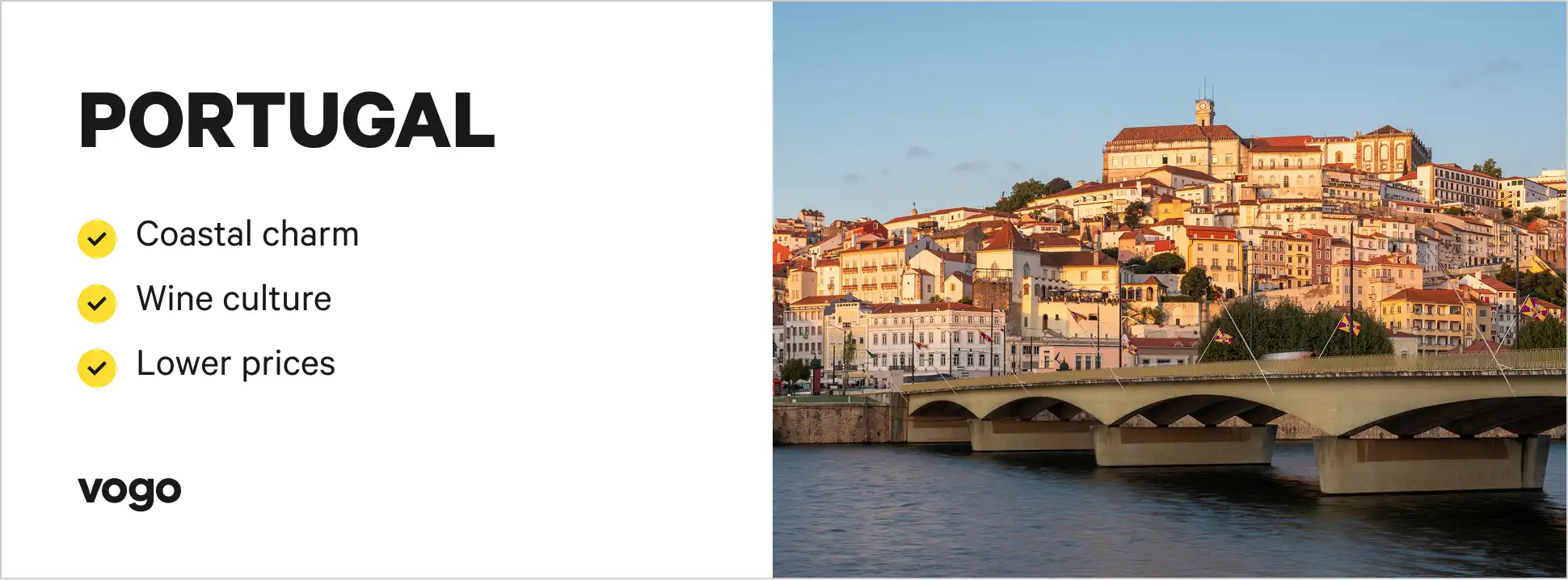 Coastal town in Portugal with colorful buildings and ocean views.