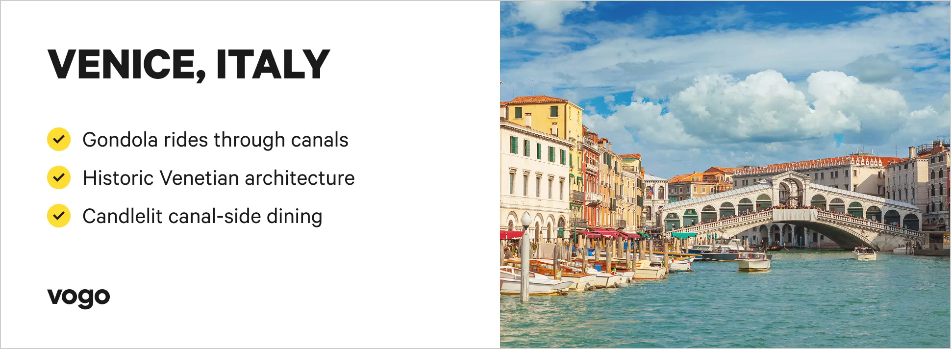 Gondolas along a Venice canal with historic Italian architecture.