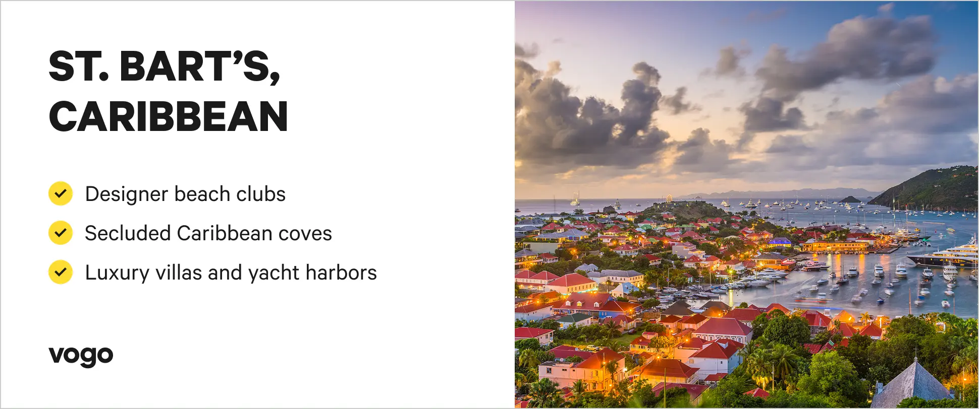 Scenic beach and luxury villas in St. Bart’s, Caribbean.