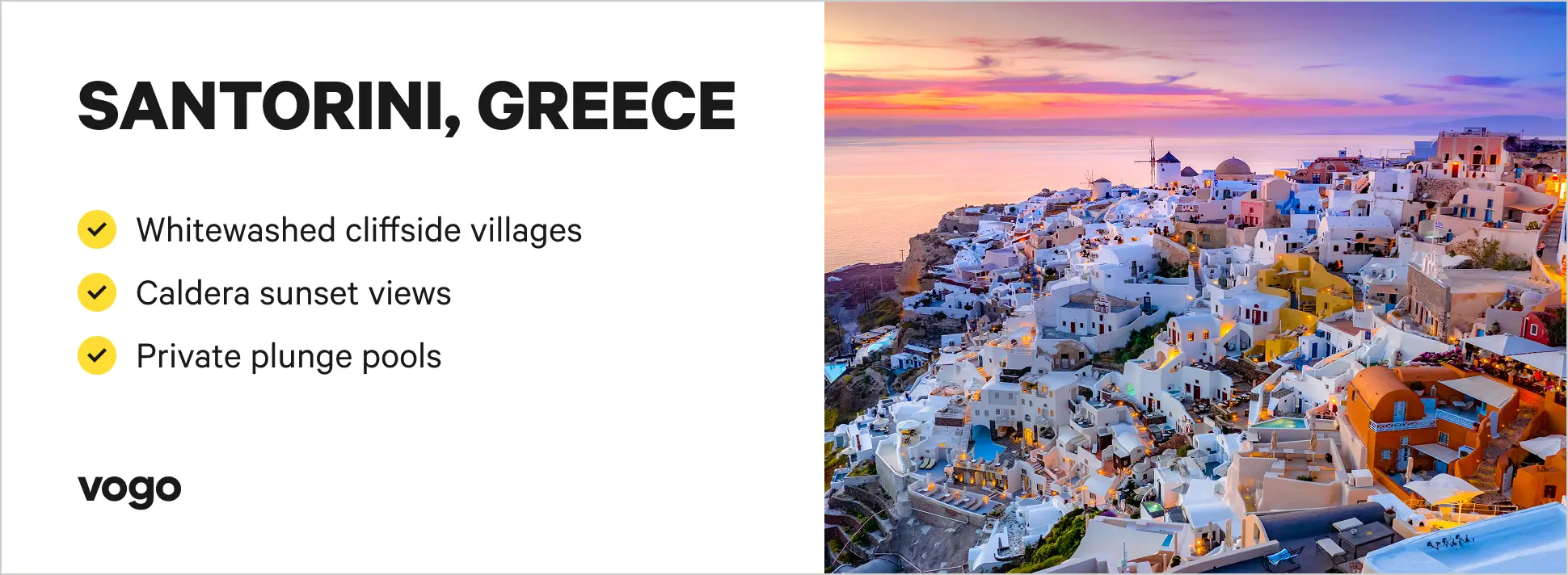 Whitewashed buildings overlooking the caldera in Santorini, Greece.