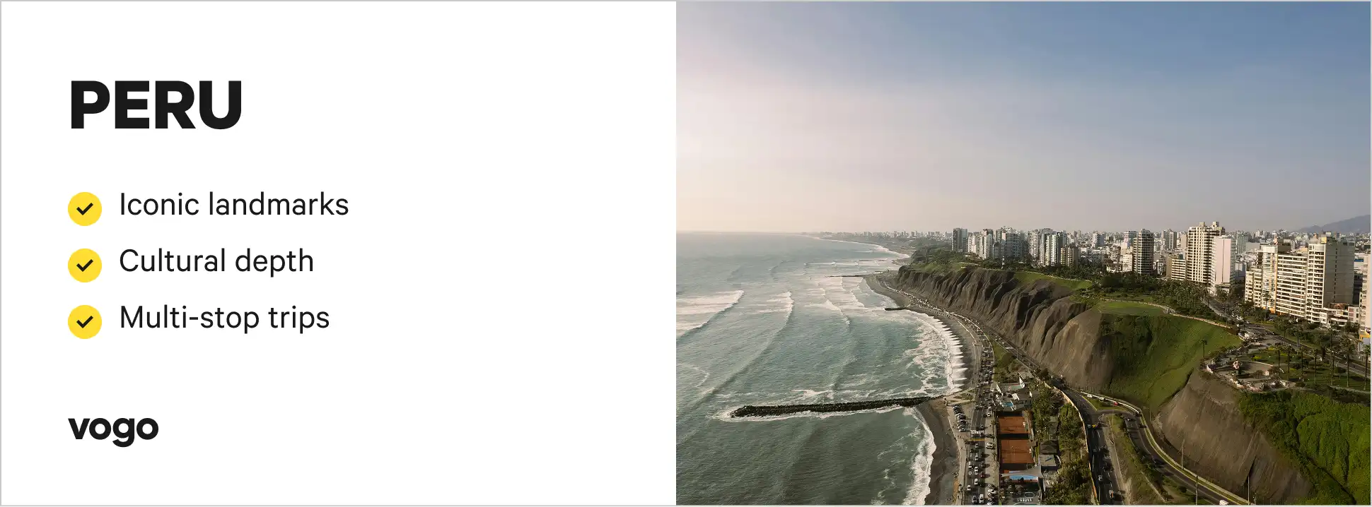 Aerial view of the skyline in Lima, Peru.