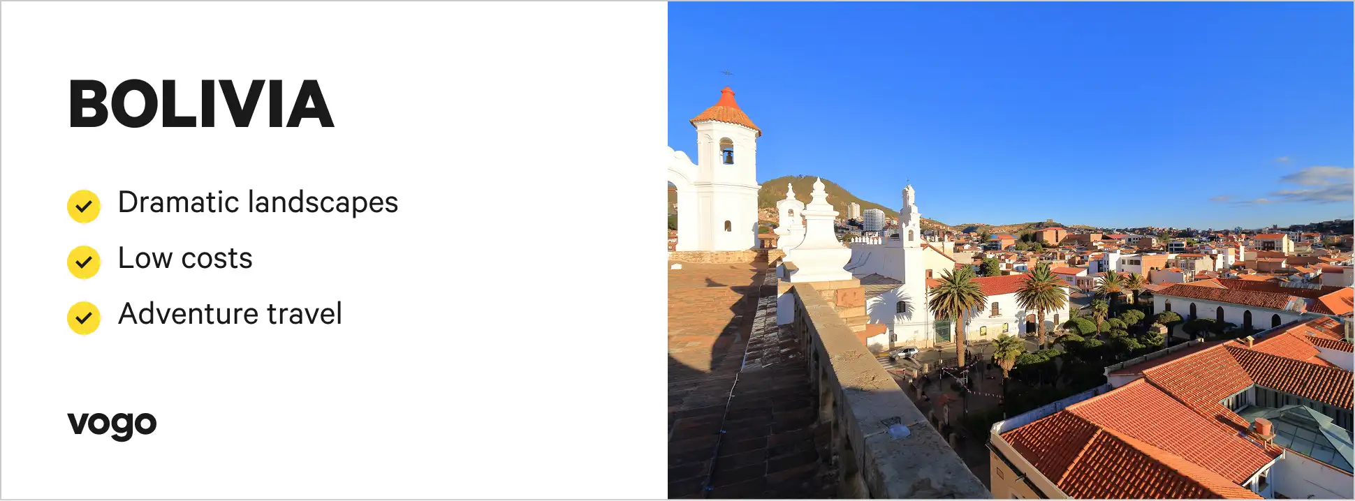 Rooftop scene of Sucre, Bolivia. 