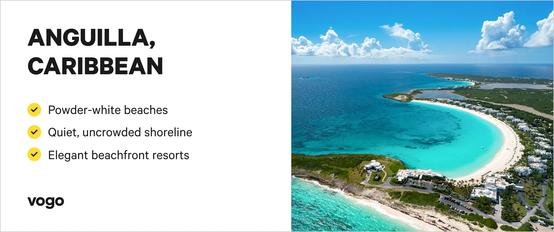 Turquoise water and white sand beach in Anguilla, Caribbean.
