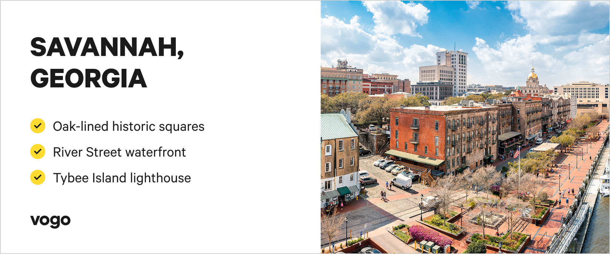 Savannah scene with things to do highlights. 