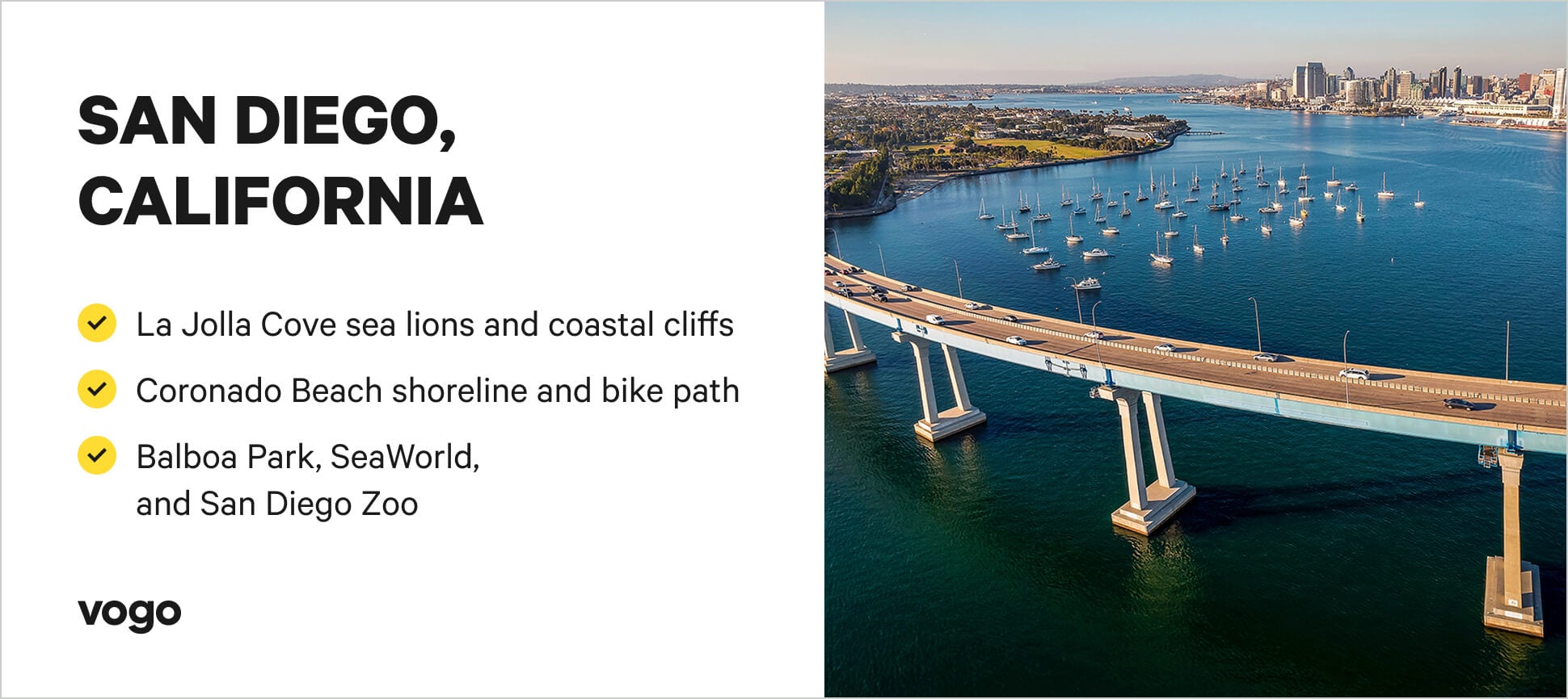 San Diego scene with things to do callouts 