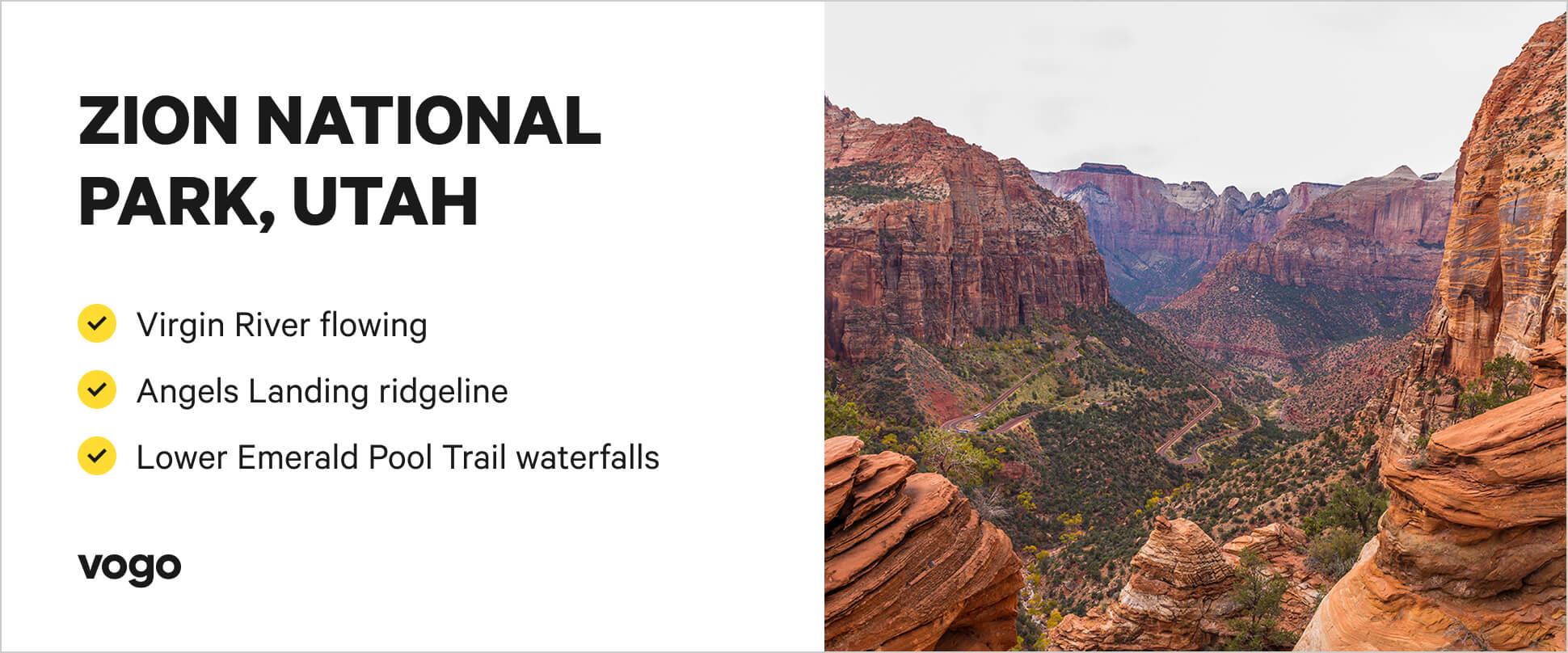 Zion National Park scene and things to do highlights.